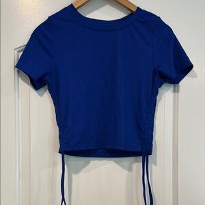 Blue Ruched Crop Top Size Medium